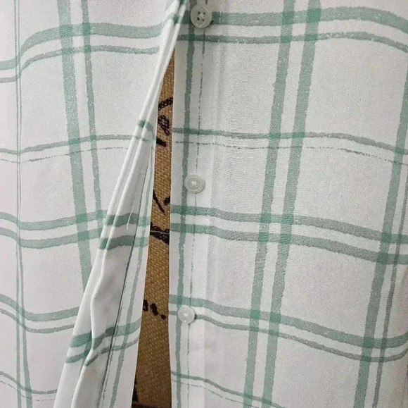Investments Green Checkered Blouse Sz Med - Picture 4 of 7